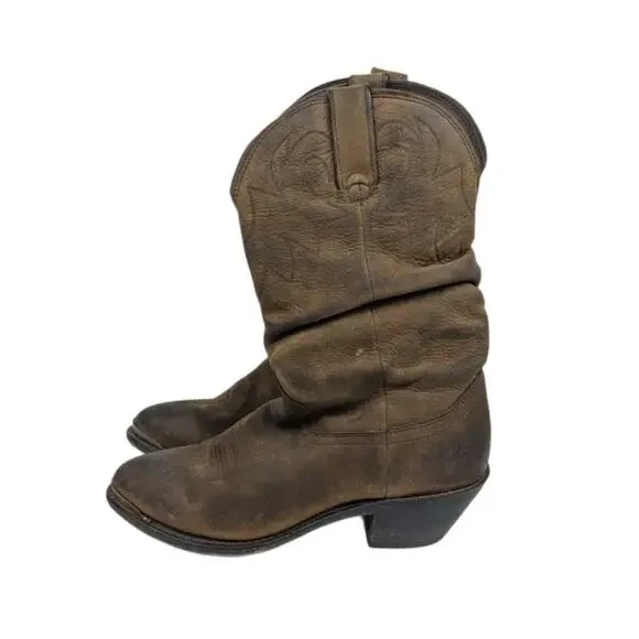 Durango Women's Shoes Tan 11" Slouch Boots Leather Cowgirl RD542 Size 7